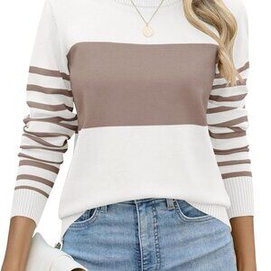 Chic X-Large Striped Color Block Sweater for Women - Fall Fashion Essential